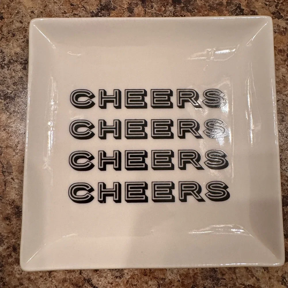 Modern‎ Expressions Porcelain Appetizer Plates Set of 4 Cheers Celebration 5.5in